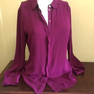 Ted Baker Fuchsia Button Down Shirt, Size 2